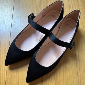 NWOB J crew black pointed toe Mary Janes